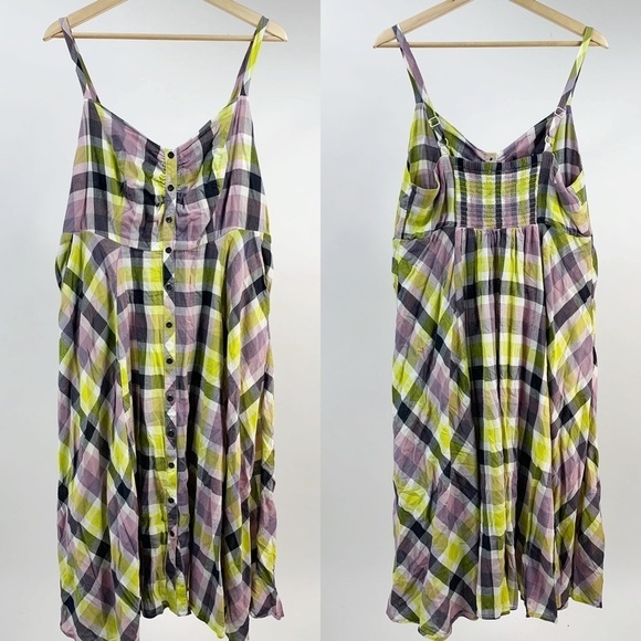 TORRID Multi Plaid Challis Button Front Midi Dress 1X - Picture 2 of 10